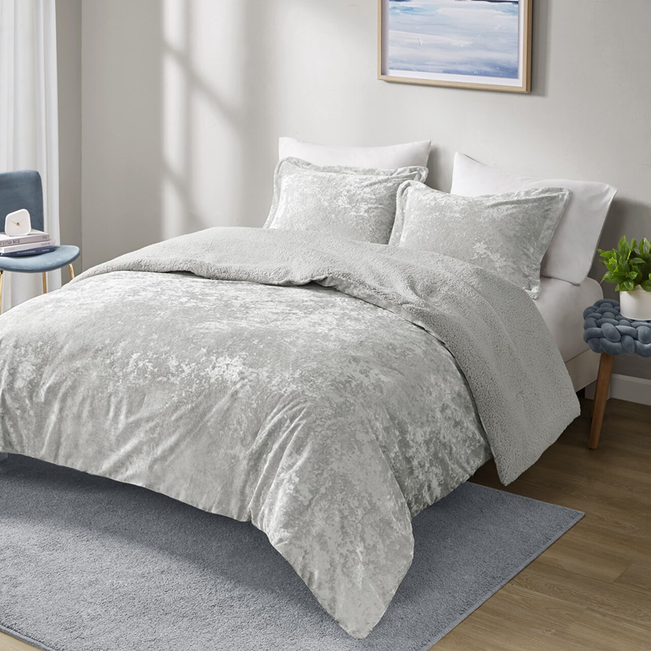 Gracie Mills Crushed Velvet Sherpa Reversible Comforter Set - GRACE-15542